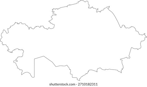 Mapa de Kazajistán Mapa de Vector de contorno aislado Editable