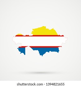 Kazakhstan map in Krymchaks ethnic groups flag colors, editable vector.