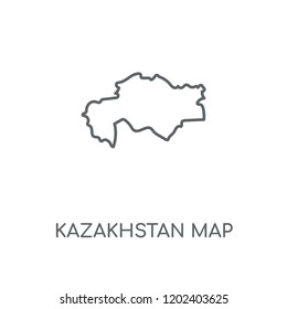 Kazakhstan map linear icon. Kazakhstan map concept stroke symbol design. Thin graphic elements vector illustration, outline pattern on a white background, eps 10.
