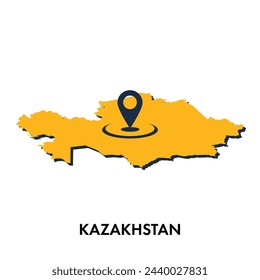 Kazakhstan map with location PIN isolated on white background, Concept of explore, and travel vector illustration design