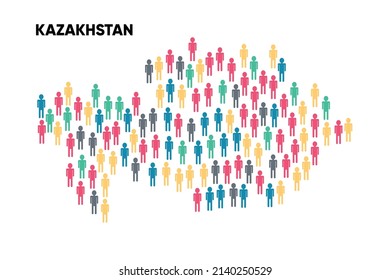 Kazakhstan Map made by a group of people, Population. Globalization. People from different countries