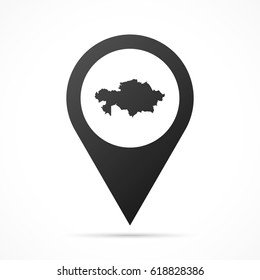 Kazakhstan Map on location pin. Map pointer isolated on a white background.
Conceptual vector illustration.

