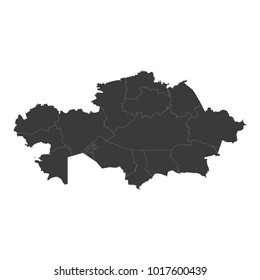 Kazakhstan map on white background vector, Kazakhstan Map Outline Shape Black on White Vector Illustration, High detailed black illustration map -Kazakhstan.