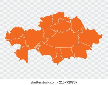 Kazakhstan Map orange Color on White Backgound  illustration eps 10
