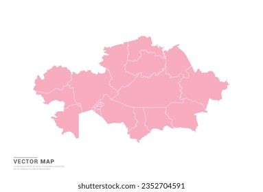 Mapa de Kazajistán - Estilo abstracto rosado aislado en fondo blanco para infografía, vector de diseño.
