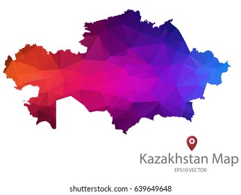 kazakhstan map polygon colorful vector illustrator eps10