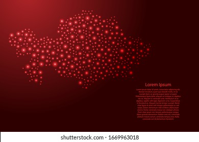 Kasachstan Karte aus roten und leuchtenden Raumstars abstrakte Konzept geometrische Form. Vektorillustration.