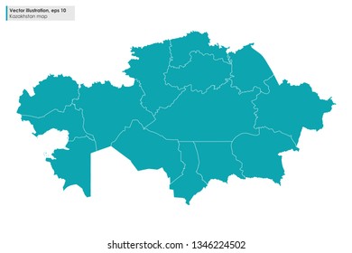 kazakhstan map with regions vector illustration on white background