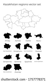Kazakhstan map with shapes of regions. Blank vector map of the Country with regions. Borders of the country for your infographic. Vector illustration.