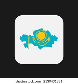 Kazakhstan map silhouette with flag on white background