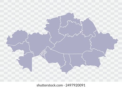 Kazakhstan Map silver Color on White Background quality files Png