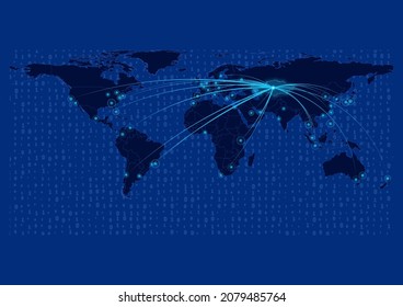 Kazakhstan map for technology or innovation or export concepts. Connections of the country to major cities around the world. File is suitable for digital editing and prints of all sizes.