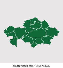 Mapa vector de Kazajistán, diseño abstracto ilustración vectorial Eps 10. Color de la paleta verde. Alto detalle sobre fondo blanco.