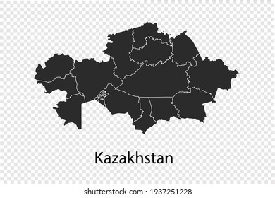 Mapa de Kazajistán vector, color negro. aislado en fondo transparente