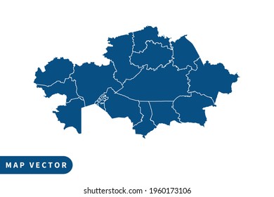 Mapa de Kazajistán vector, color azul. sobre fondo blanco. vector eps 10.