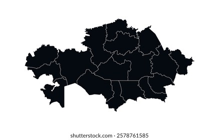 Kazakhstan Map vector icon. Map of Kazakhstan Black Silhouette.