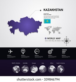 Kazakhstan Map vector illustration