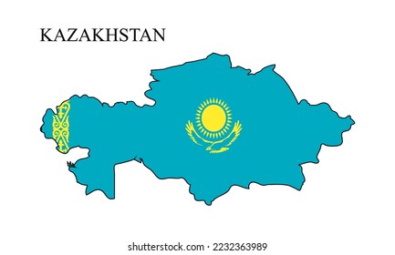 Kasachstan Karte, Vektorgrafik. Weltwirtschaft. Berühmtes Land. Zentralasien