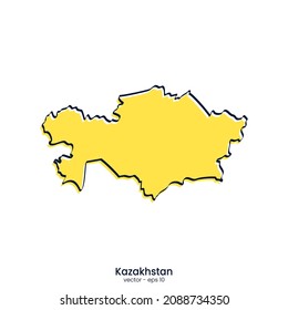 Kazakhstan map vector illustration template design. Outline style.