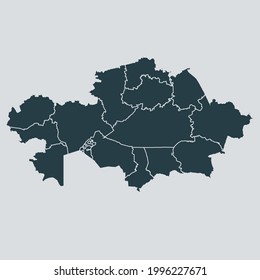 Kazakhstan map vector, isolated on gray background