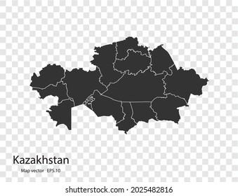 Mapa vectorial de Kazajistán, aislado en fondo transparente