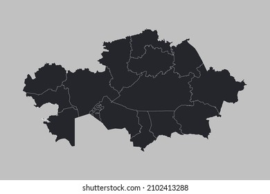Kazakhstan map vector, isolated on gray background