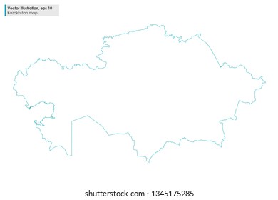 kazakhstan map vector line illustration on white background