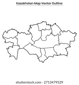 Kazakhstan Map Vector Outline Country Border