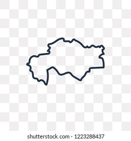 Kazakhstan map vector outline icon isolated on transparent background, high quality linear Kazakhstan map transparency concept can be used web and mobile