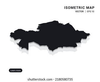 Kazakhstan map white on pink background with 3d isometric vector illustration