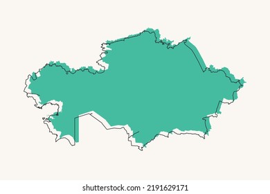 Kazakhstan Map - World map International vector template with black and green geometric shapes and lines style isolated on white background for design, infographic - Vector illustration eps 10