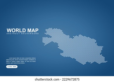 Mapa de Kazajistán - Mapa mundial Mapa internacional de vector plantilla con píxeles isométricos superior y blanco, rejilla, grunge, estilo de medio tono aislado en fondo azul para el diseño, web - Ilustración vectorial eps 10