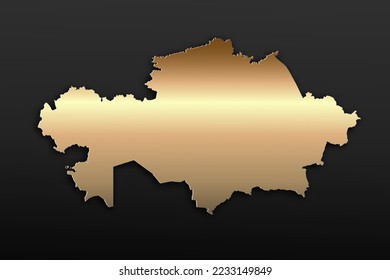 Kazakhstan Map - World map International vector template with 3D, gold luxury style including shadow on black background for design, education, website, infographic - Vector illustration eps 10