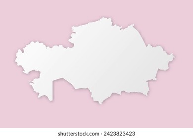 Kazakhstan Map - World map International vector template with paper cut style including shadow and white color on pink background for design, education, website - Vector illustration eps 10