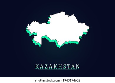 Kazakhstan Map - World map vector template with green and white  color gradient isolated on dark background - Vector illustration eps 10