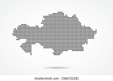 Kazakhstan Map - World map vector template with Black pixel, grid, grunge, halftone style isolated on white background for education, infographic, design, banner - Vector illustration eps 10