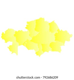 kazakhstan map - yellow geometric rumpled triangular style gradient graphic background . Vector illustration eps 10.