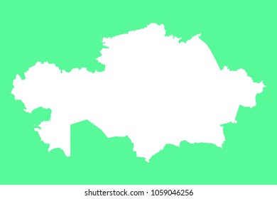 Kazakhstan map-White map on green background. Each city and border has separately. Vector illustration eps 10.