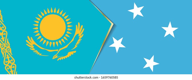 Kazakhstan and Micronesia flags, two vector flags symbol of relationship or confrontation.