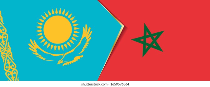 Kazakhstan and Morocco flags, two vector flags symbol of relationship or confrontation.