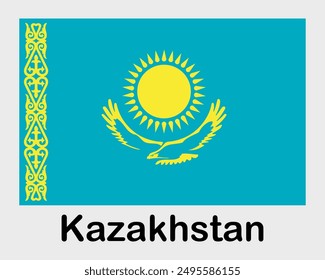 Kazakhstan national flag. Banner, state symbol, flagpole.