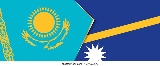 Kazakhstan and Nauru flags, two vector flags symbol of relationship or confrontation.