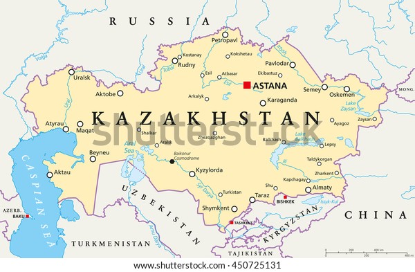 Image Vectorielle De Stock De Carte Politique Du Kazakhstan