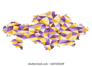 Kazakhstan polygonal map background low poly style yellow, orange, blue, purple colors vector illustration eps
