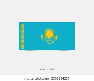 Kazakhstan Rectangle flag icon with shadow.