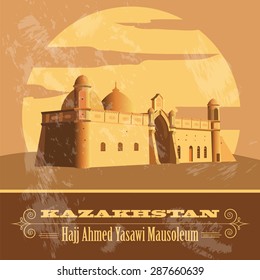 Kazakhstan. Retro styled image. Vector illustration