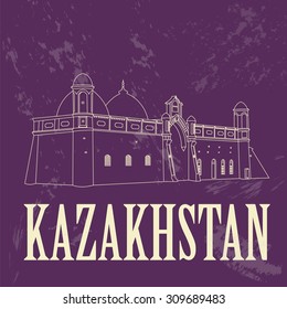 Kazakhstan. Retro styled image. Vector illustration