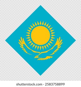 Kazakhstan rhombus flag. Vector illustration.