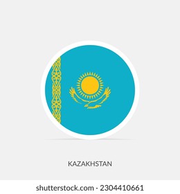 Kazakhstan round flag icon with shadow.