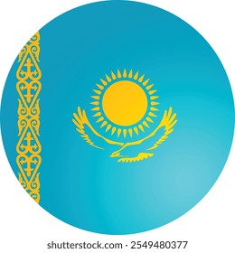 Kazakhstan Round Flag Symbol Vector